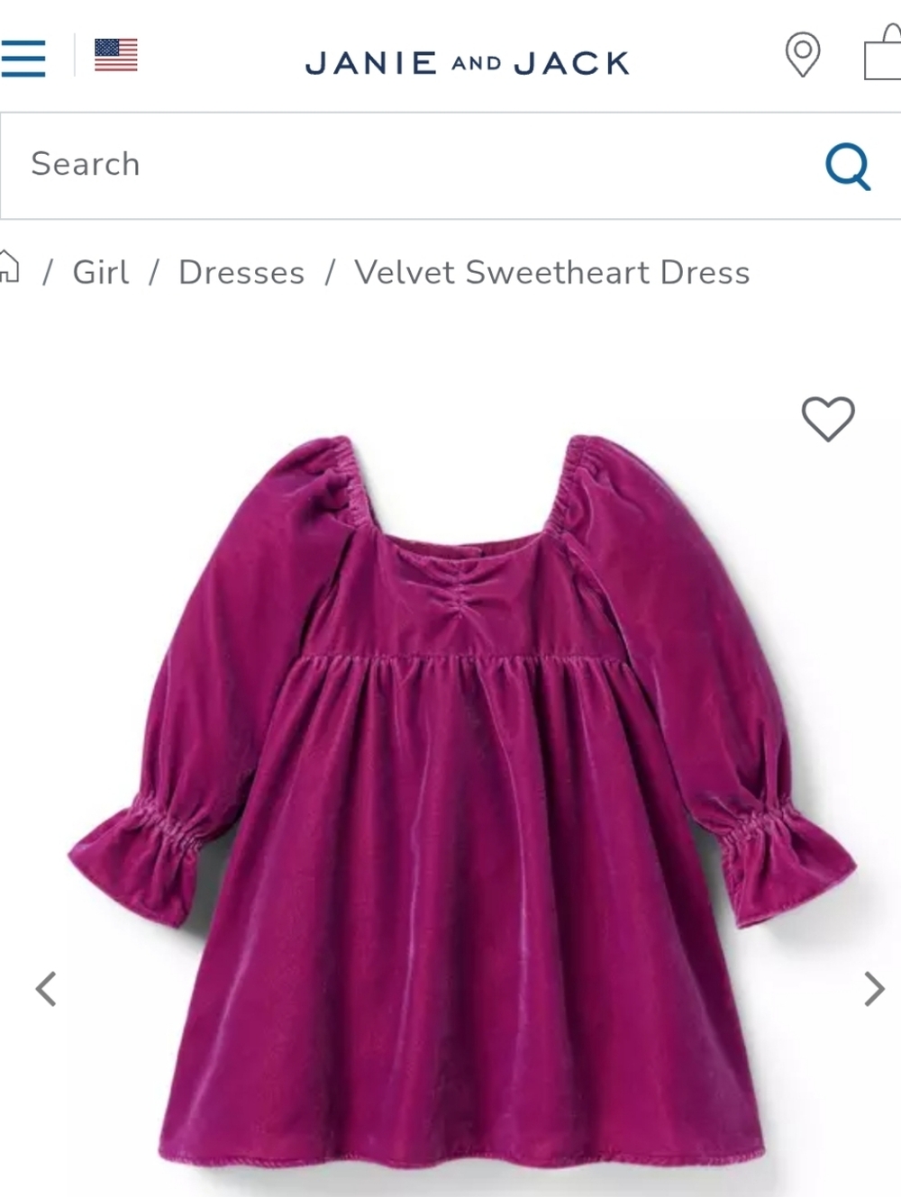 Janie and Jack Sweetheart Velvet Dress